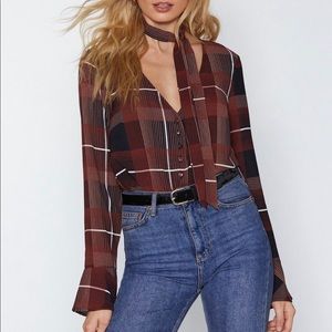 Nasty Gal Blouse with neck tie